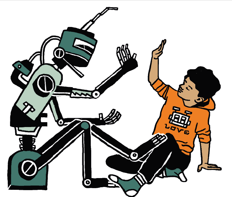 Robot en kind C illustratie Floor Rieder